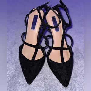 INC black jeweled heels 8W